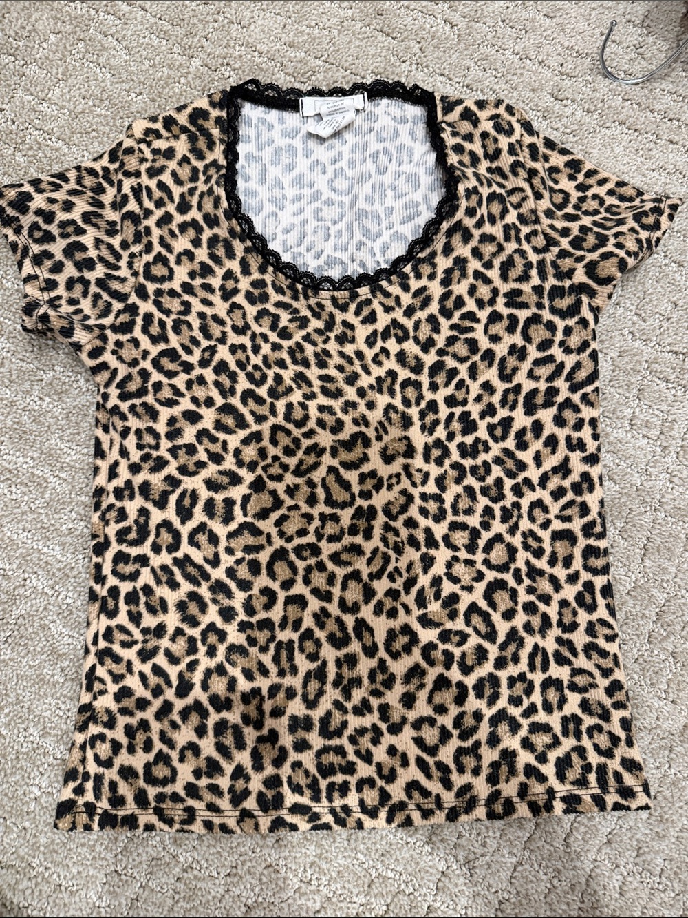 Full Tilt Leopard Print Girls Top in Tan and Black